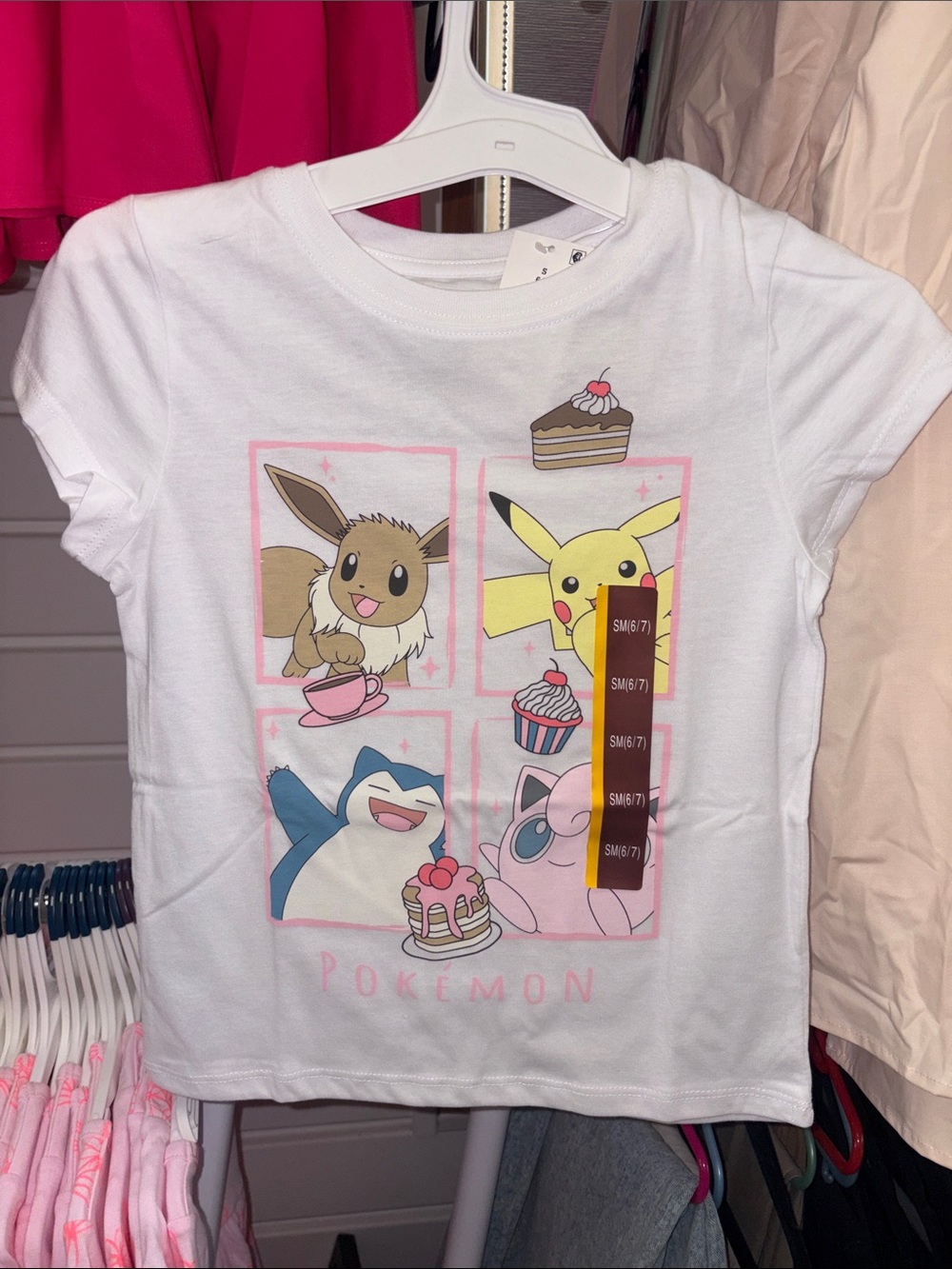5/$10 Pokémon Girls' White Short Sleeve Tee - Pikachu, Eevee & Friends